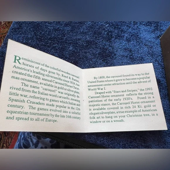 Reed & Barton 1992 Carousel Horse Ornament 5th Edition - Picture 3 of 6